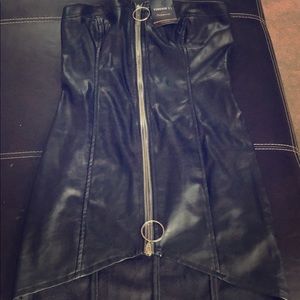 Strapless Faux Leather Dress by Forever 21